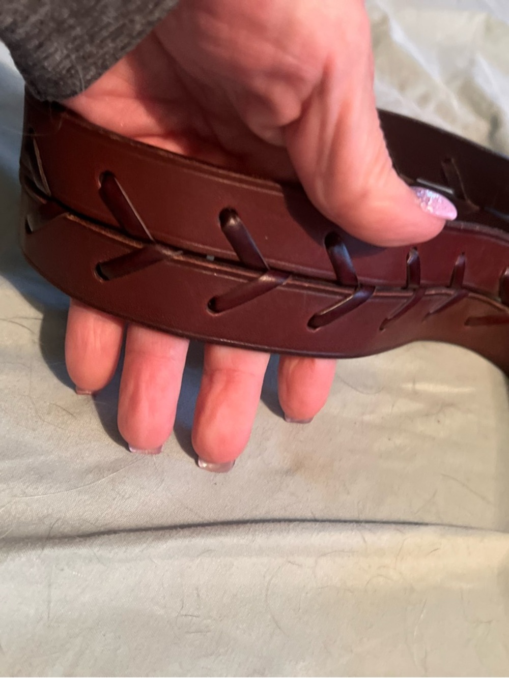 Ralph Lauren Leather Double Buckle Belt Woven Laced Brown Equestrian Vintage - Picture 7 of 10
